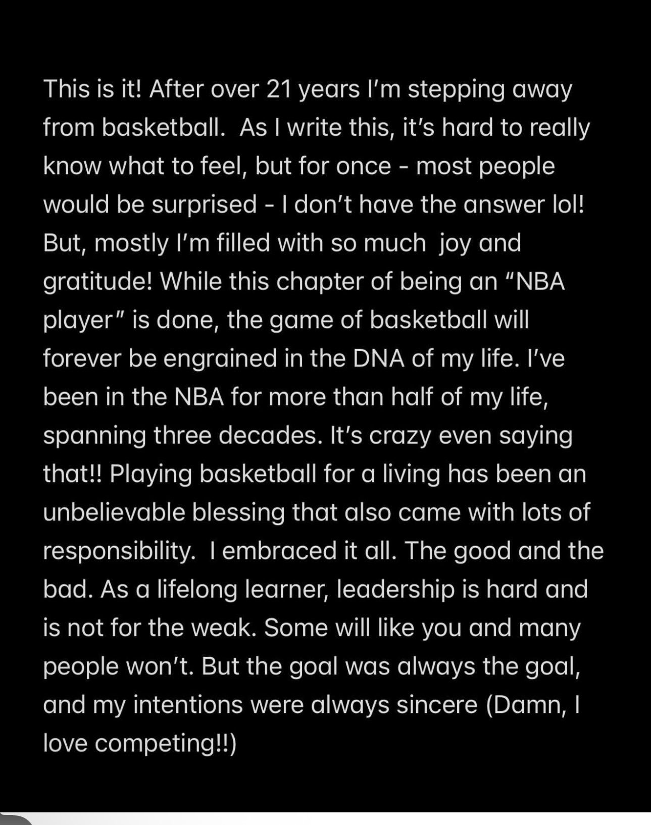 重磅消息：保罗宣布退役！！！保罗宣布退役 这一刻终于来了！在超过21年后，我即将