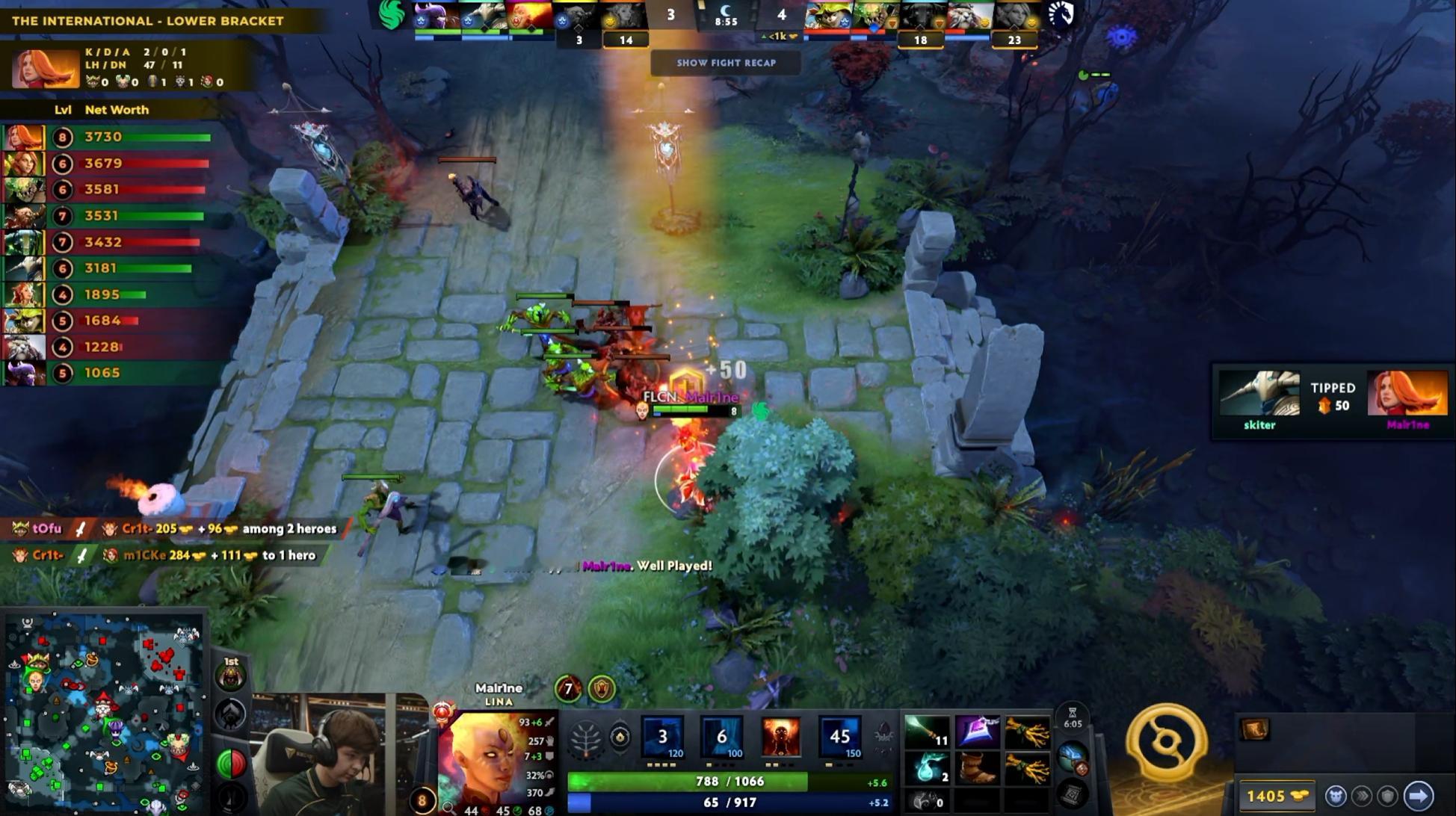DOTA2TI15 淘汰赛败者组第一轮液体对阵Falcons战队BO3第二局，经