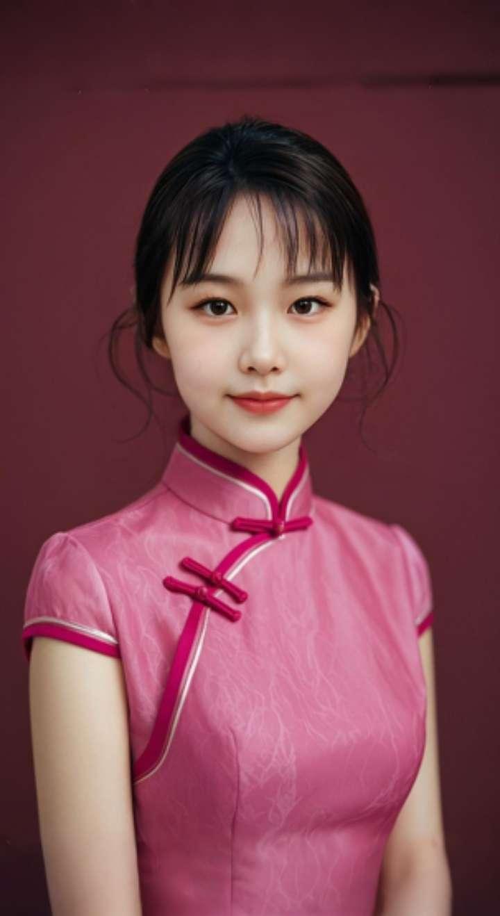 AI扩图 AI艳粉微笑