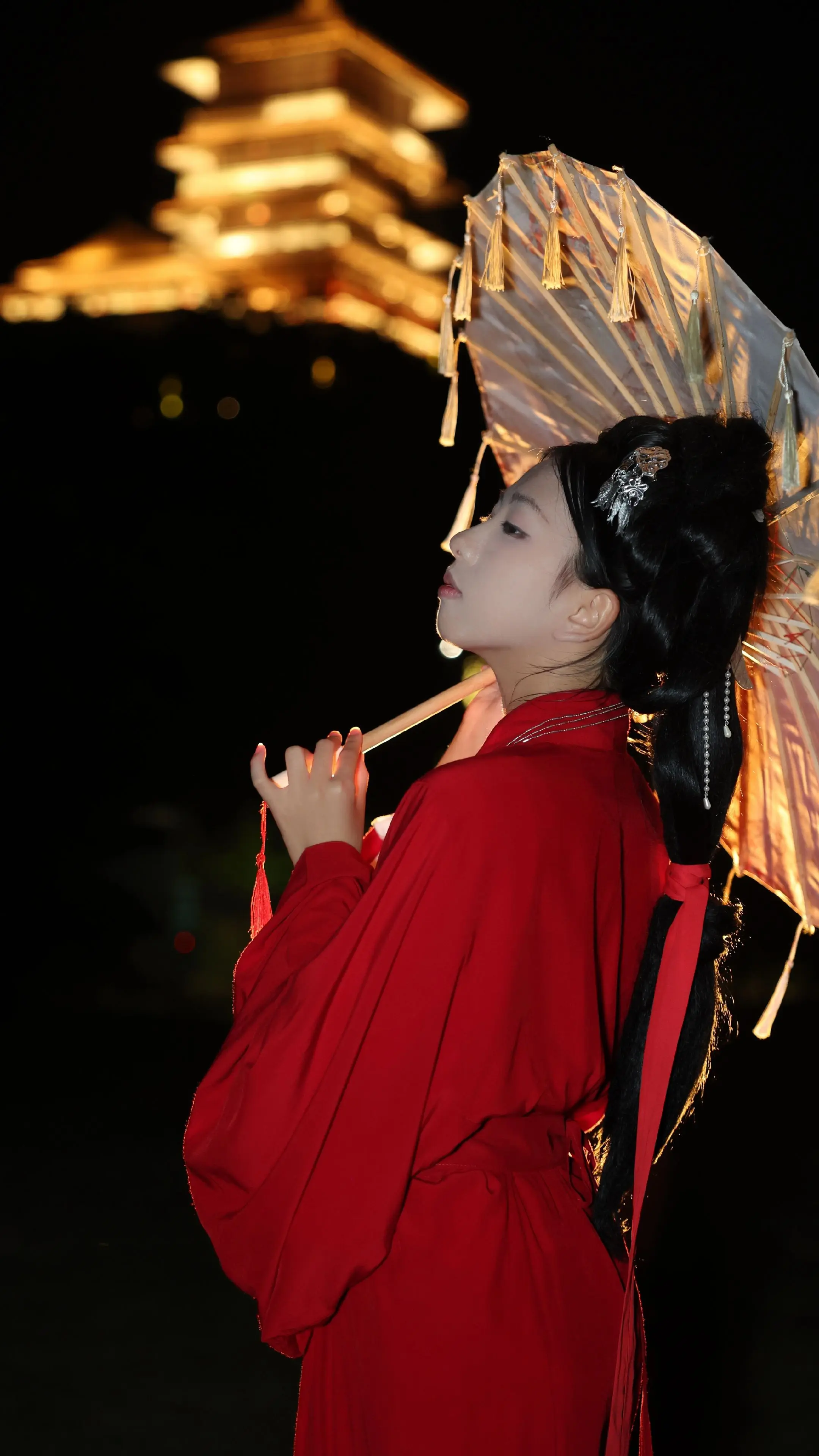 真实生活分享计划 汉服小姐姐 红色汉服 古风摄影