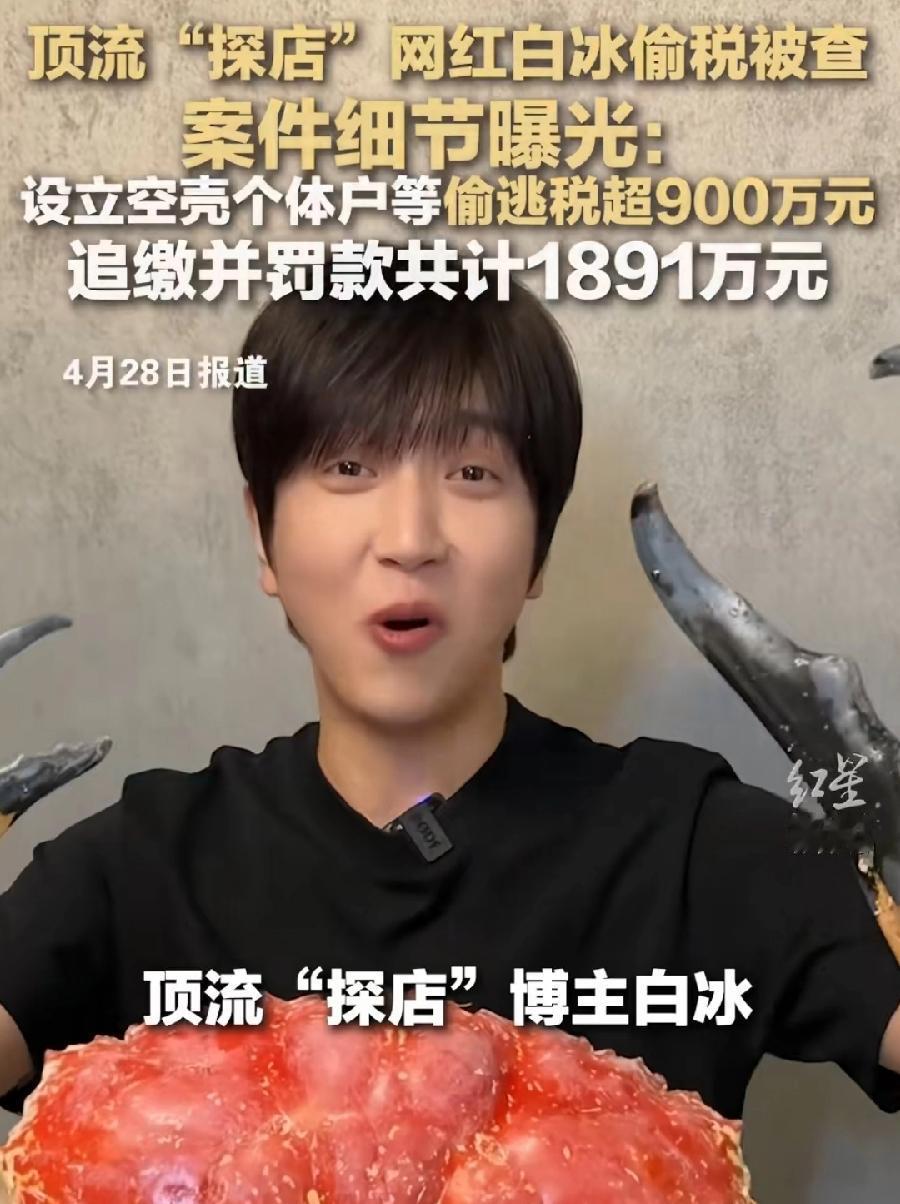 大网红太赚钱了！4000万粉丝探店网红白冰，4年偷税911万，按照45％税率计算