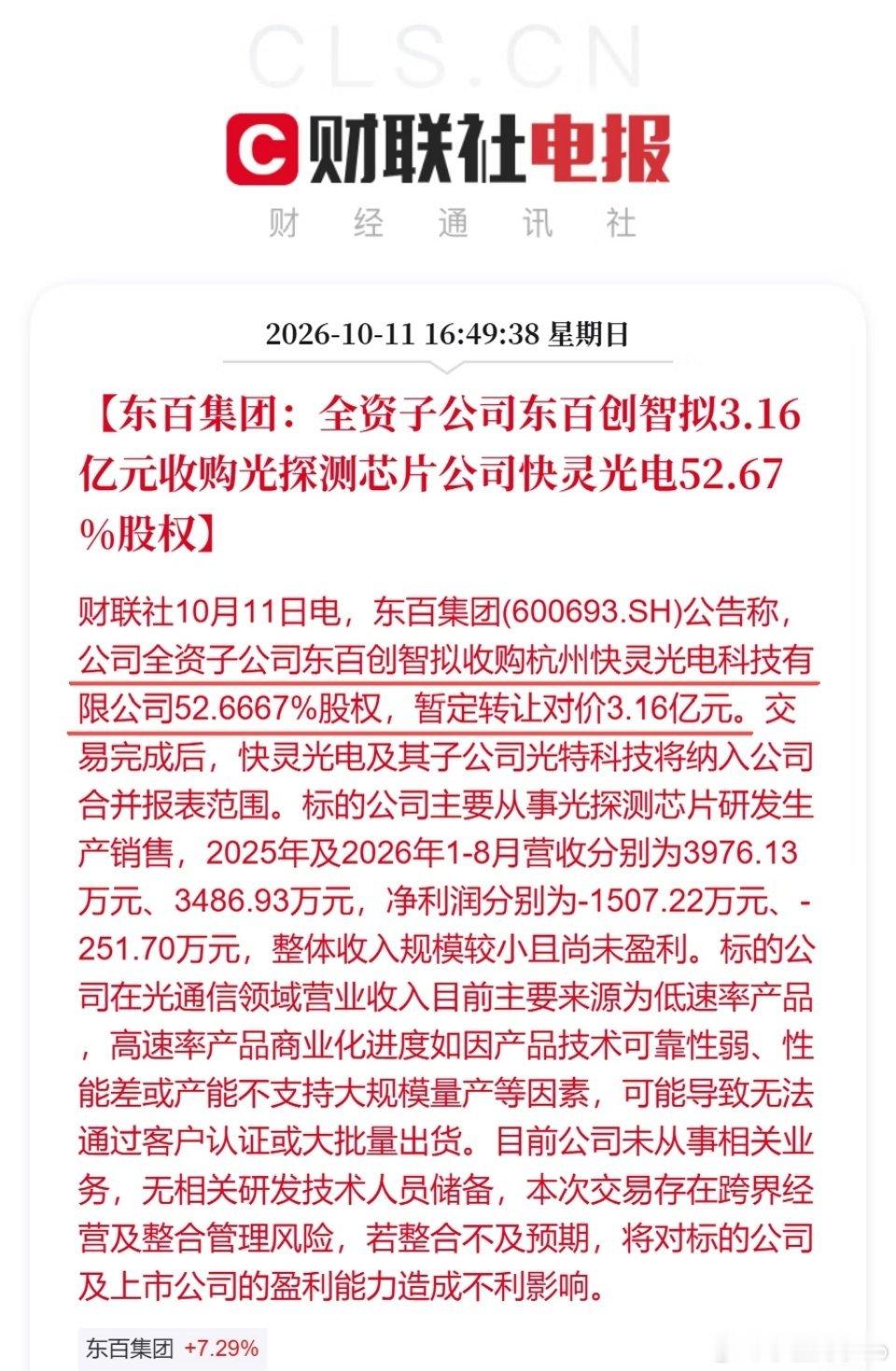 东百集团收购加入光通信公司，这你受得了吗[允悲][允悲][允悲] ​​​