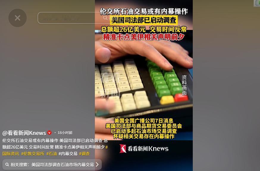 5月9日，美国两大机构联手查伦交所，26亿石油交易疑有内幕！4笔大手笔，每笔都精
