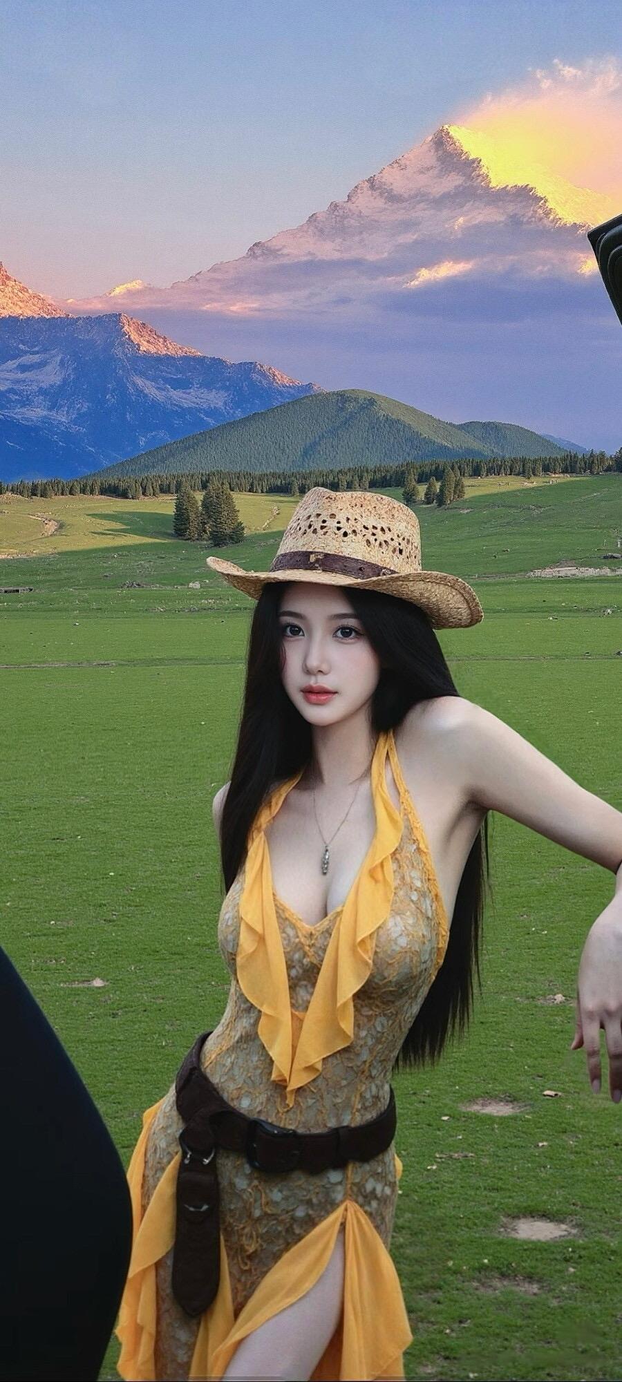 遇见最美的自己草原漫步照 美女草原姑娘 草原风景照 草原旅游照