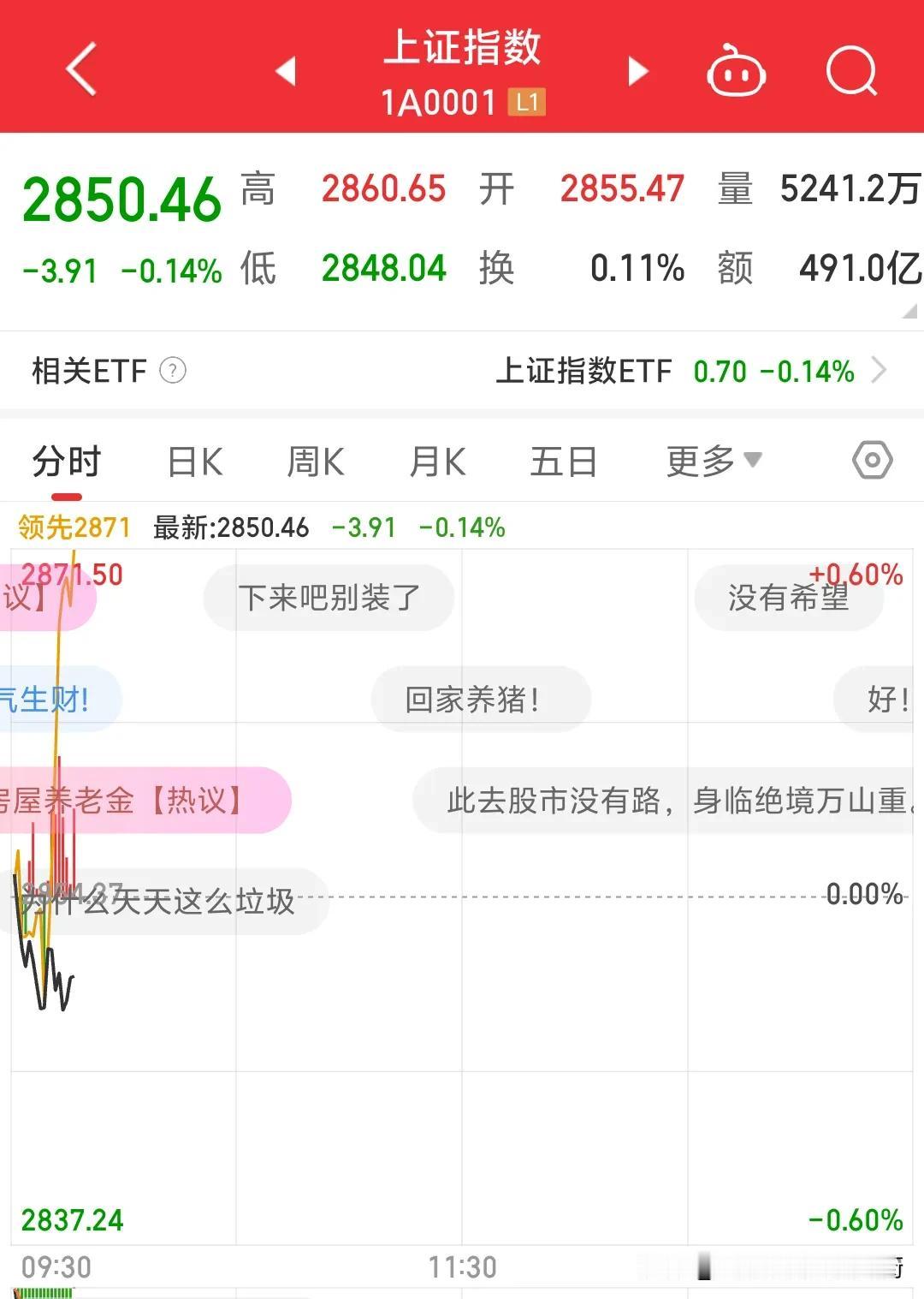 注意看分时线，黄线突然90°暴力拉升大涨而黑线任然震荡，上证，深证指数都是这样。