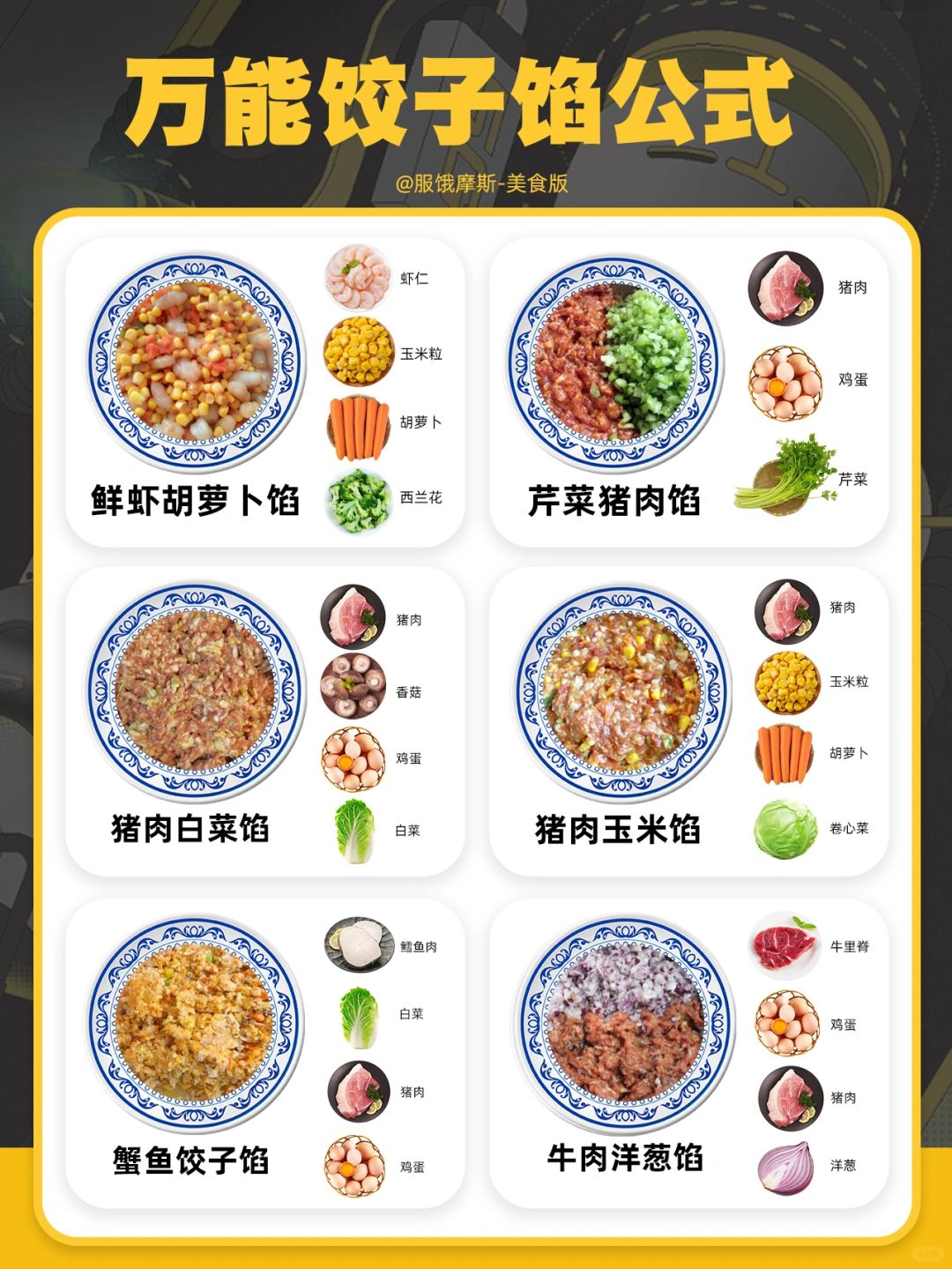 🔥万能饺子馅公式，附饺子馅好吃技巧