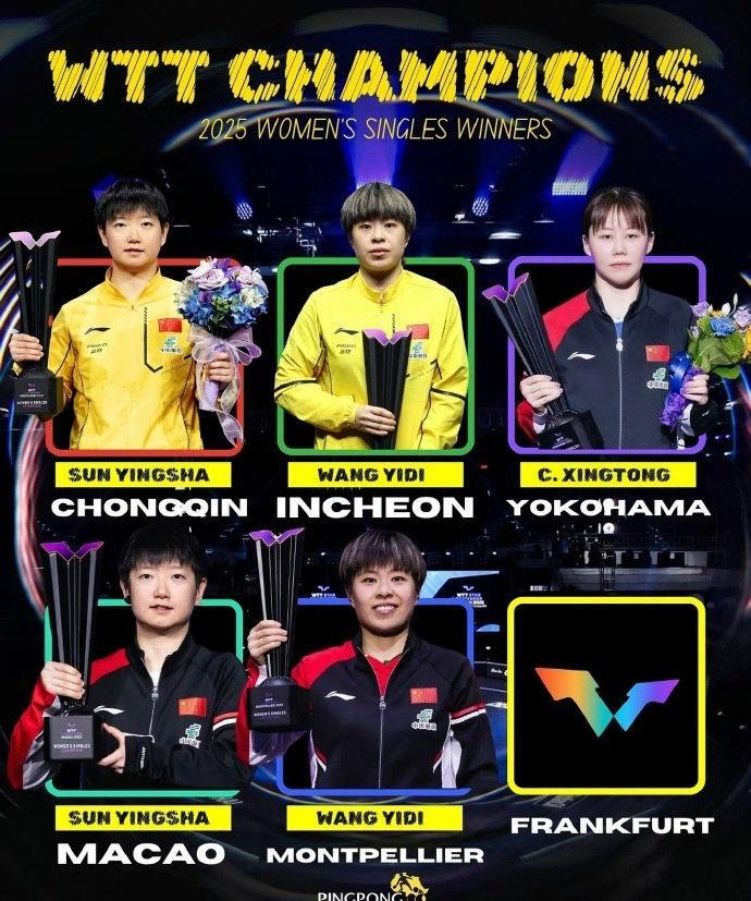 国乒女单垄断2025冠军赛冠军国乒女单垄断2025WTT冠军赛冠军：重庆冠军赛女