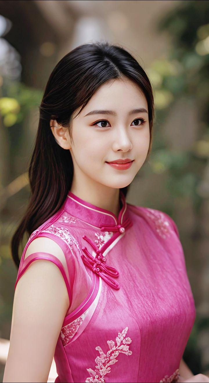 AI扩图 AI艳粉微笑