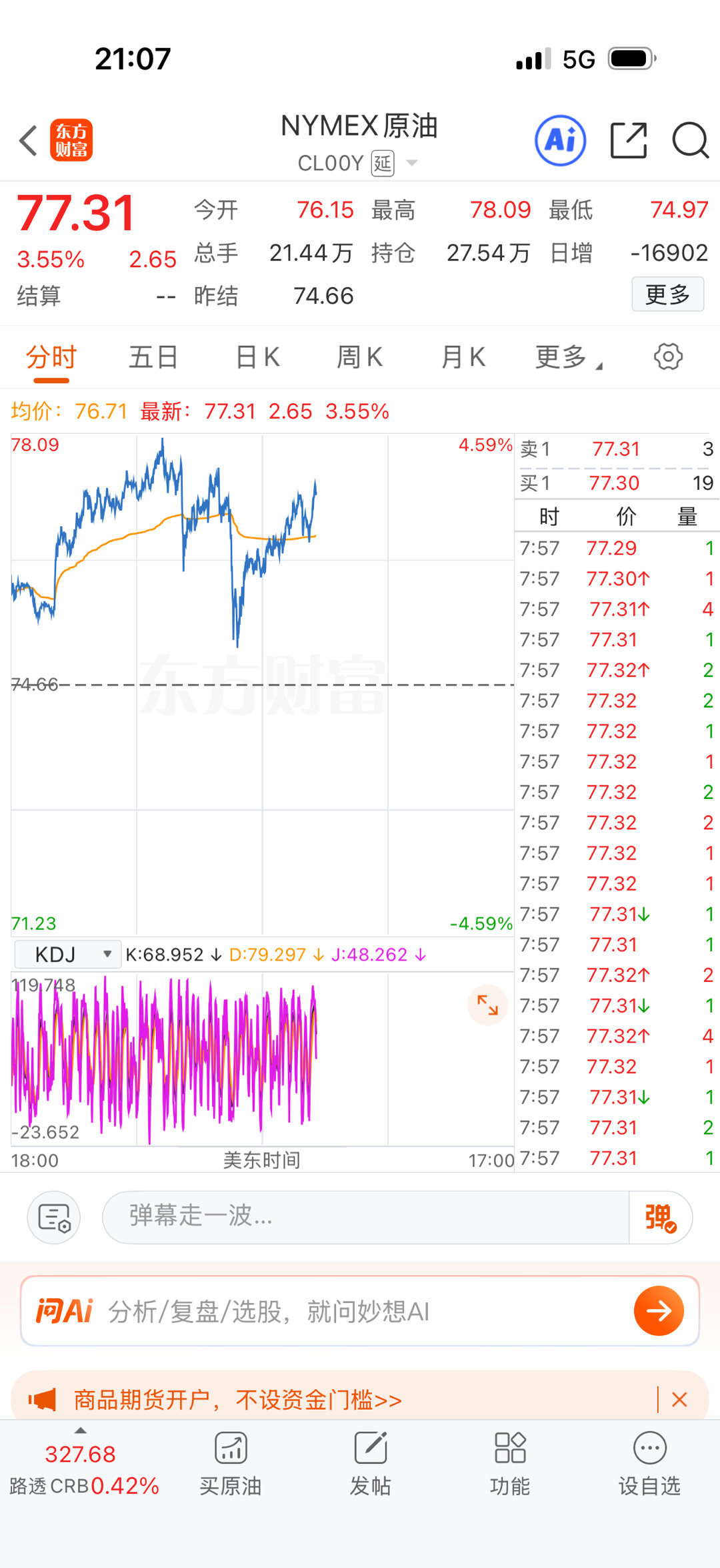 原油剧烈波动正常的，你们哇哇叫干嘛？这不是拉起来了吗？伊朗的变数很大，我觉得它还