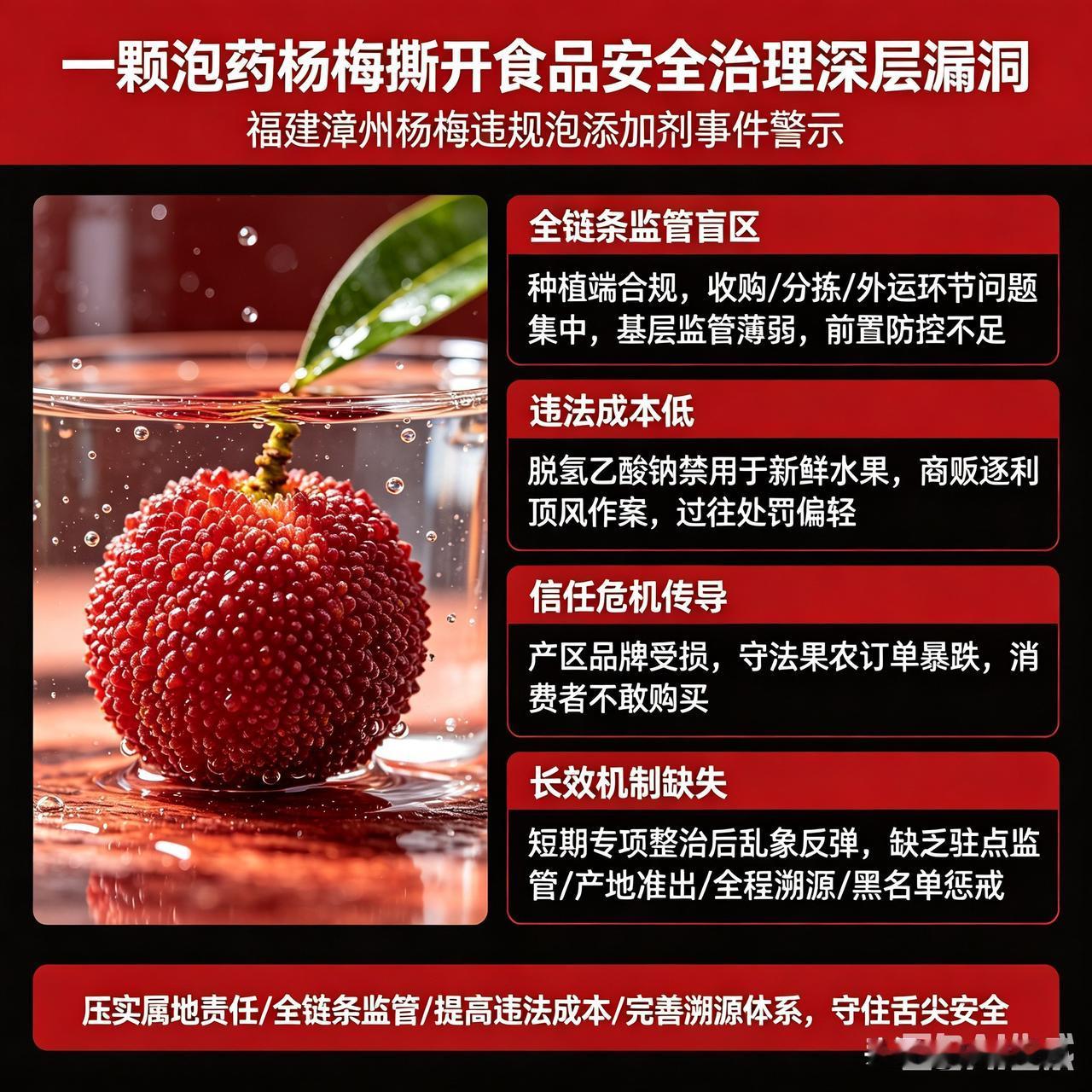一颗泡药杨梅，撕开食品安全治理的深层漏洞🔥

近期福建漳州杨梅违规泡添加剂事件