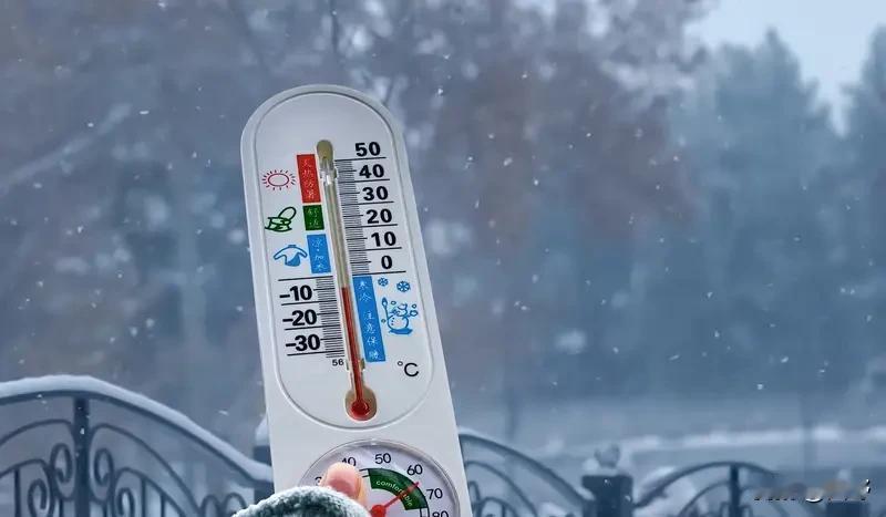 家是冬天最好的庇护所 雪中温度计，寒意袭人，保暖要紧！🌨️🌡️