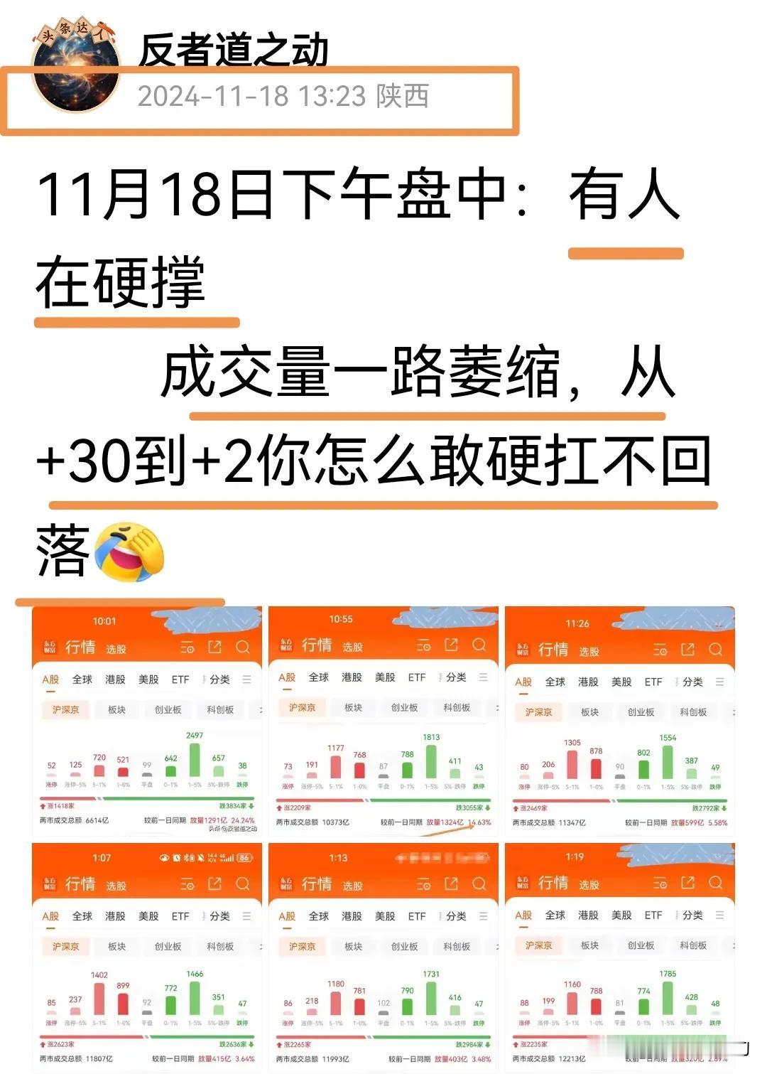 11月19日盘前：明天的确定性～
       今天下午1点23分，我发了下午盘