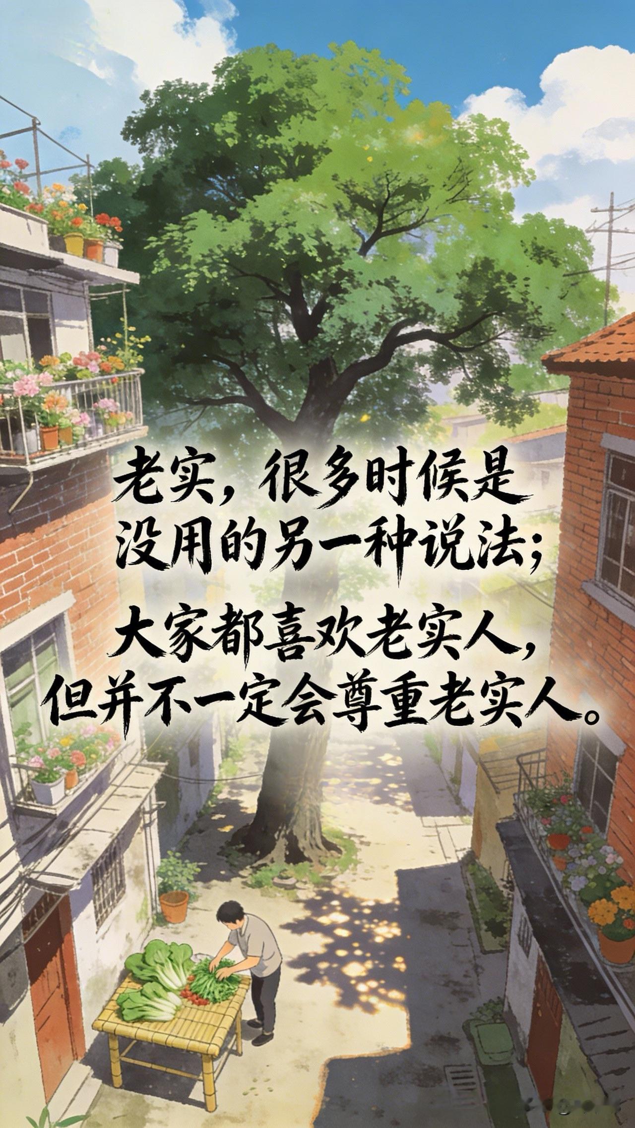 老实，很多时候是没用的另一种说法；大家都喜欢老实人，但并不一定会尊重老实人。[祈