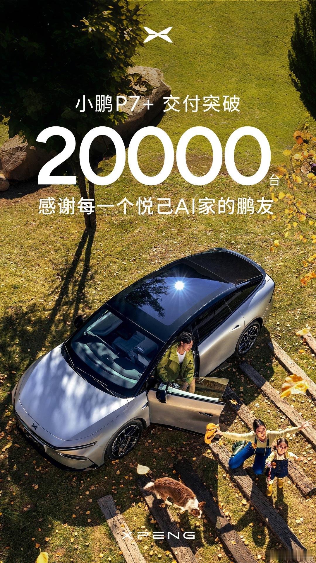 小鹏P7+交付突破20000台  太厉害了窝鹏，小鹏P7+现在已经交付突破200