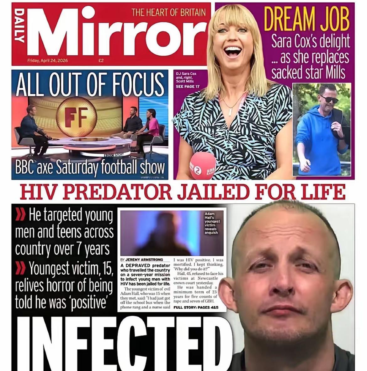 《每日镜报》报道，英国一名43岁男子是艾滋病毒携带者，但却在七年内在英国各地与年