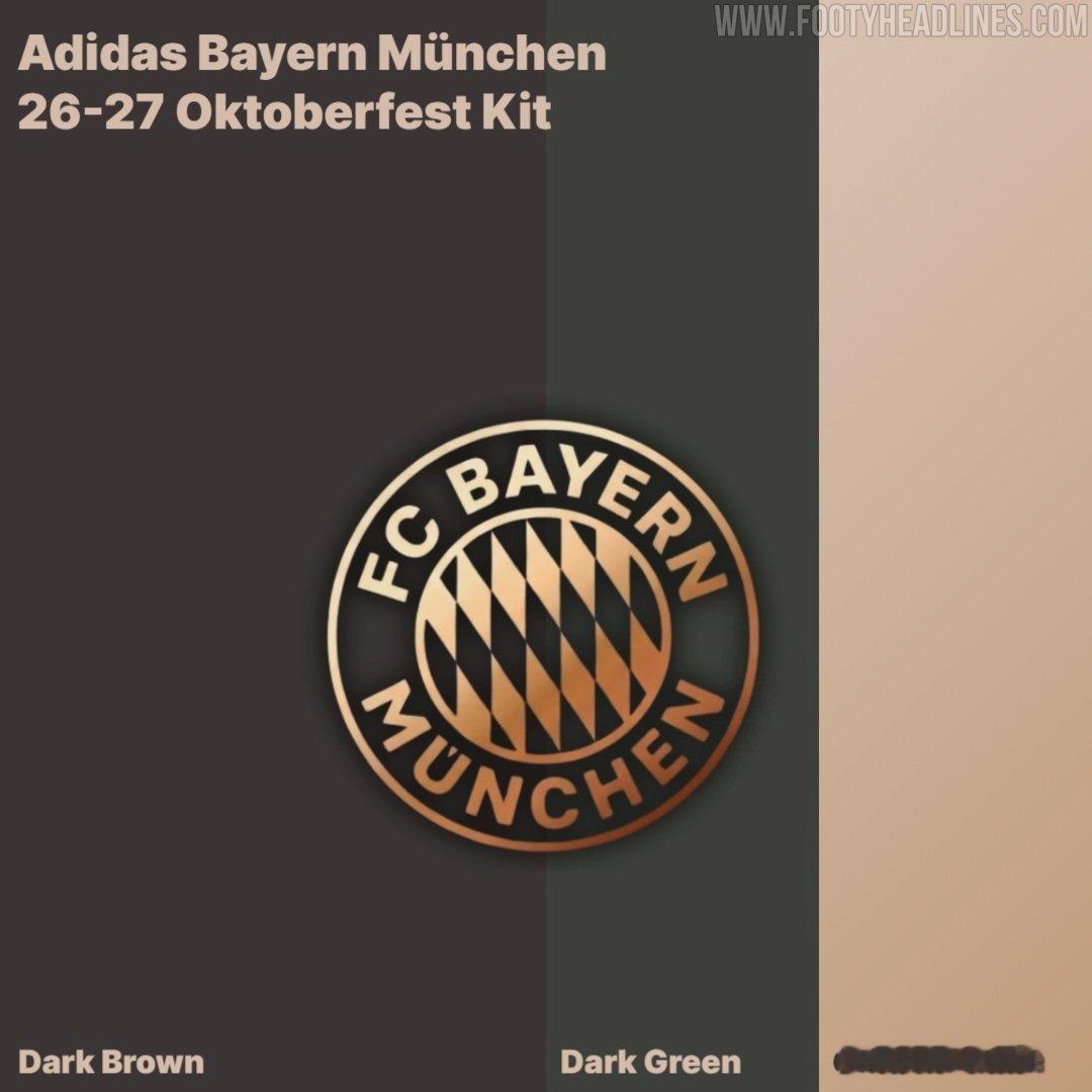 拜仁慕尼黑下赛季的啤酒节球衣将以深棕灰色为底色，搭配深绿色和金色细节，符合传统的