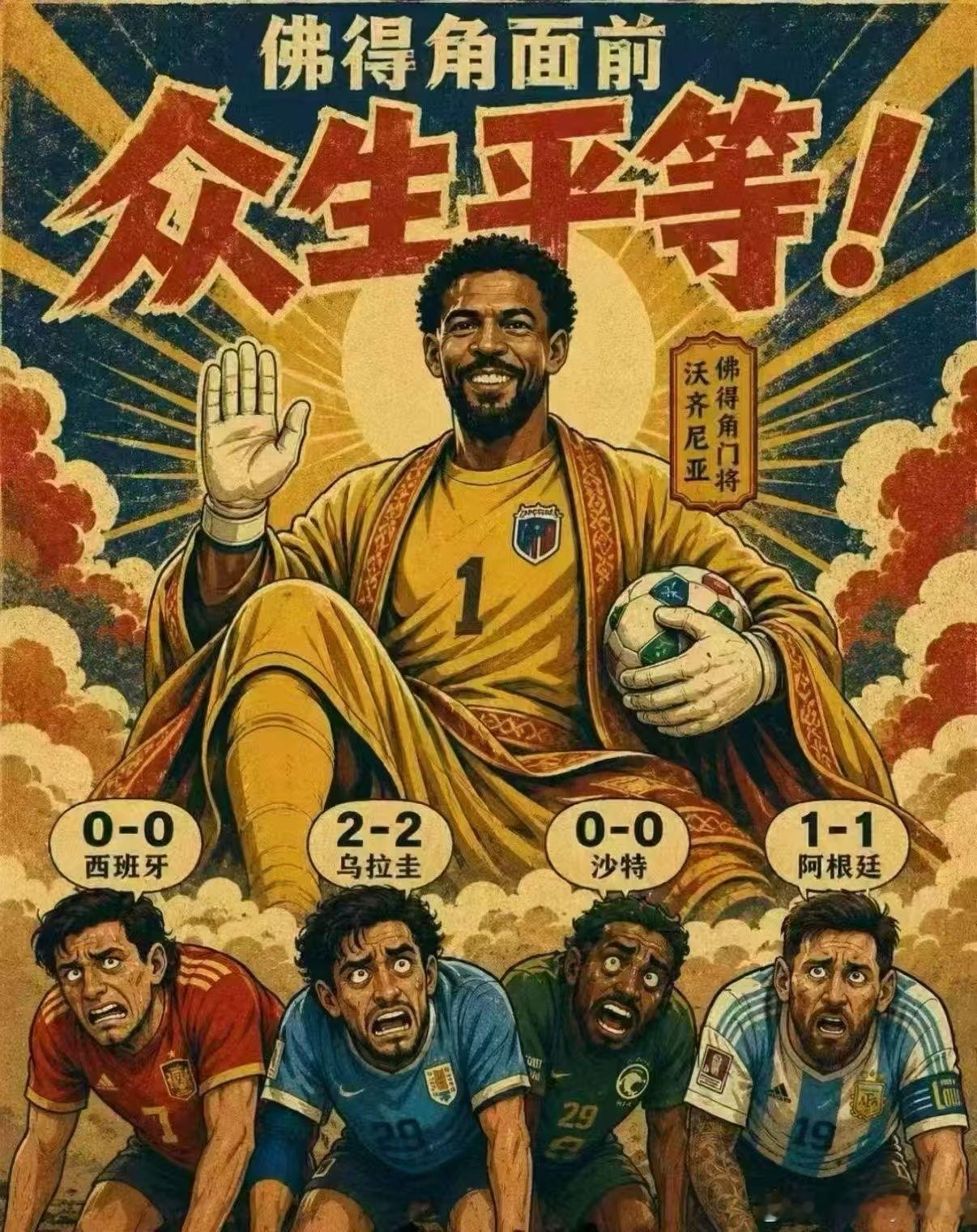 佛的脚都是公平的，不分彼此世界杯