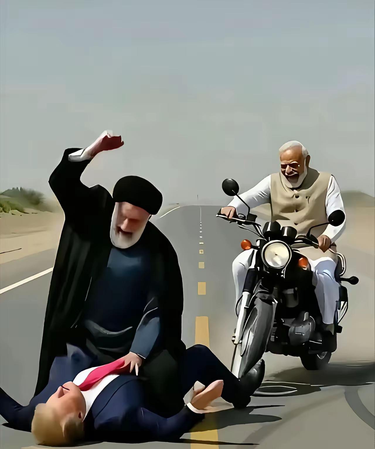 狠狠的揍，
打他个鼻青脸肿