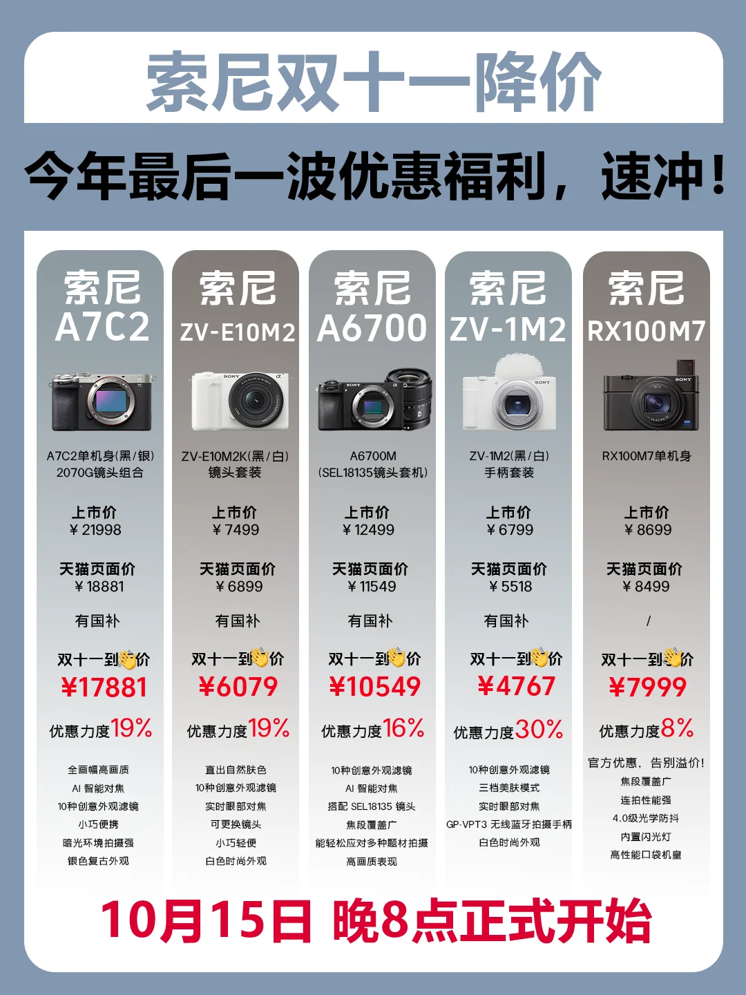 一篇看懂：索尼相机双十一直降力度有多狠？