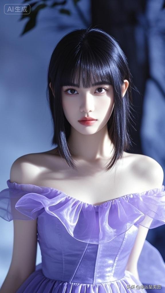 梦幻紫色礼服，仙气飘飘，宛如童话中的公主。