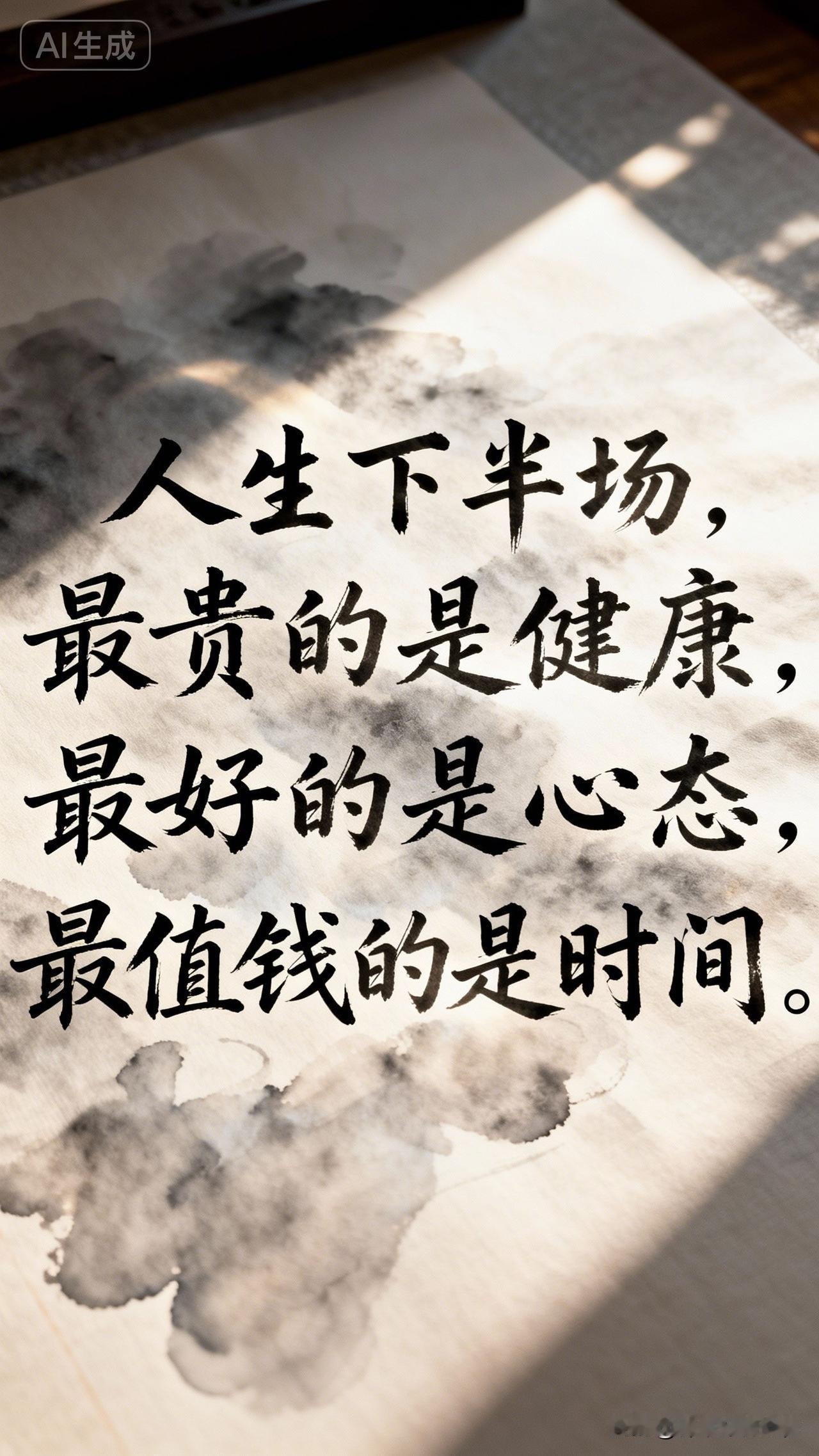 人生下半场，健康、心态和时间确实无比珍贵。年轻时，为了名利拼命，熬夜加班，觉得自