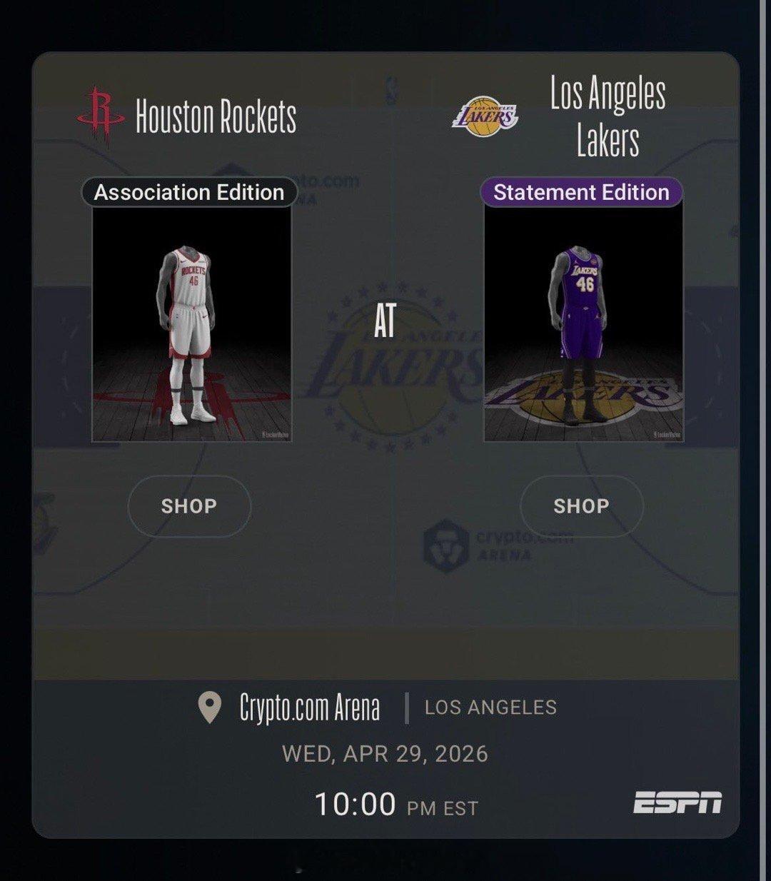 火箭vs湖人G5将穿白色球衣火箭vs湖人休斯顿火箭湖人3比1火箭