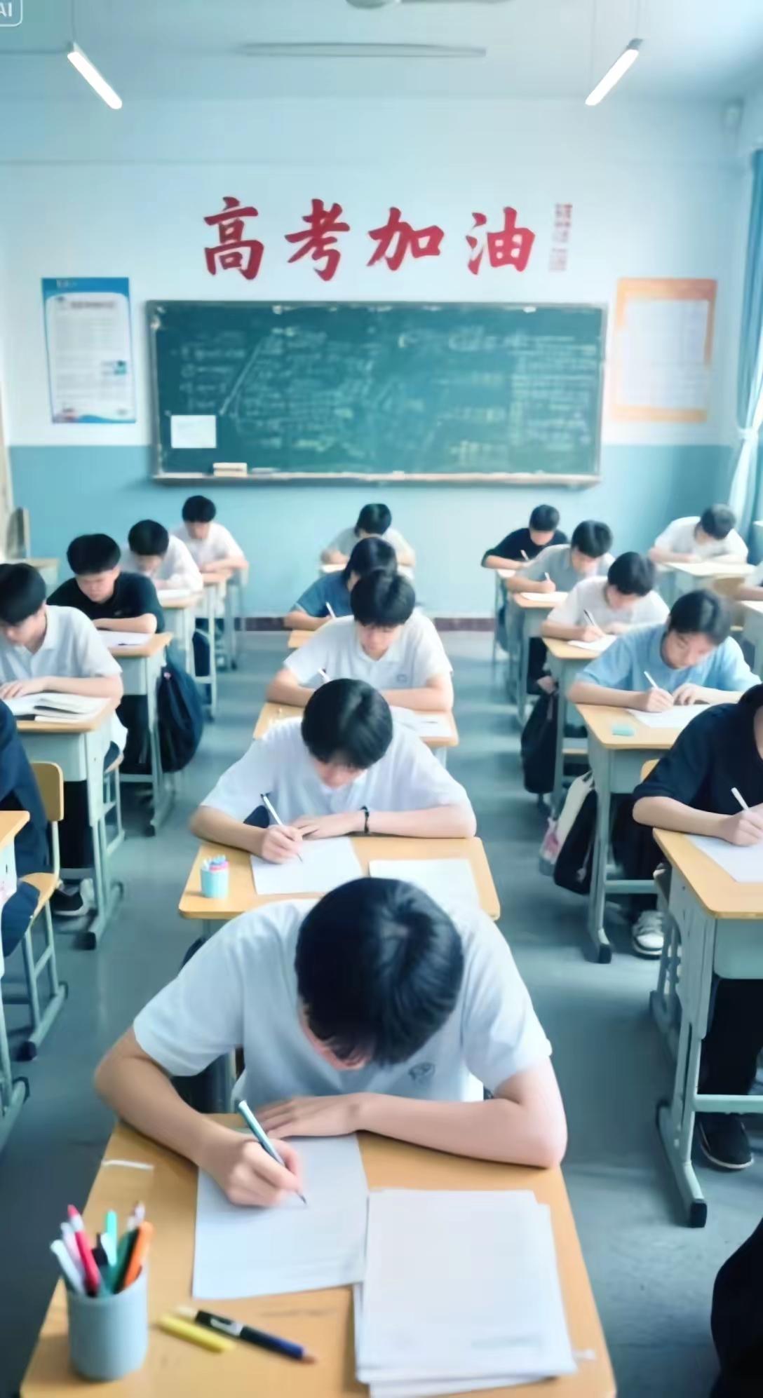 《寄语考生》
面对考题思路清，
发挥能力顺利应。
胸有成竹审几遍，
沉着赢战冠稳