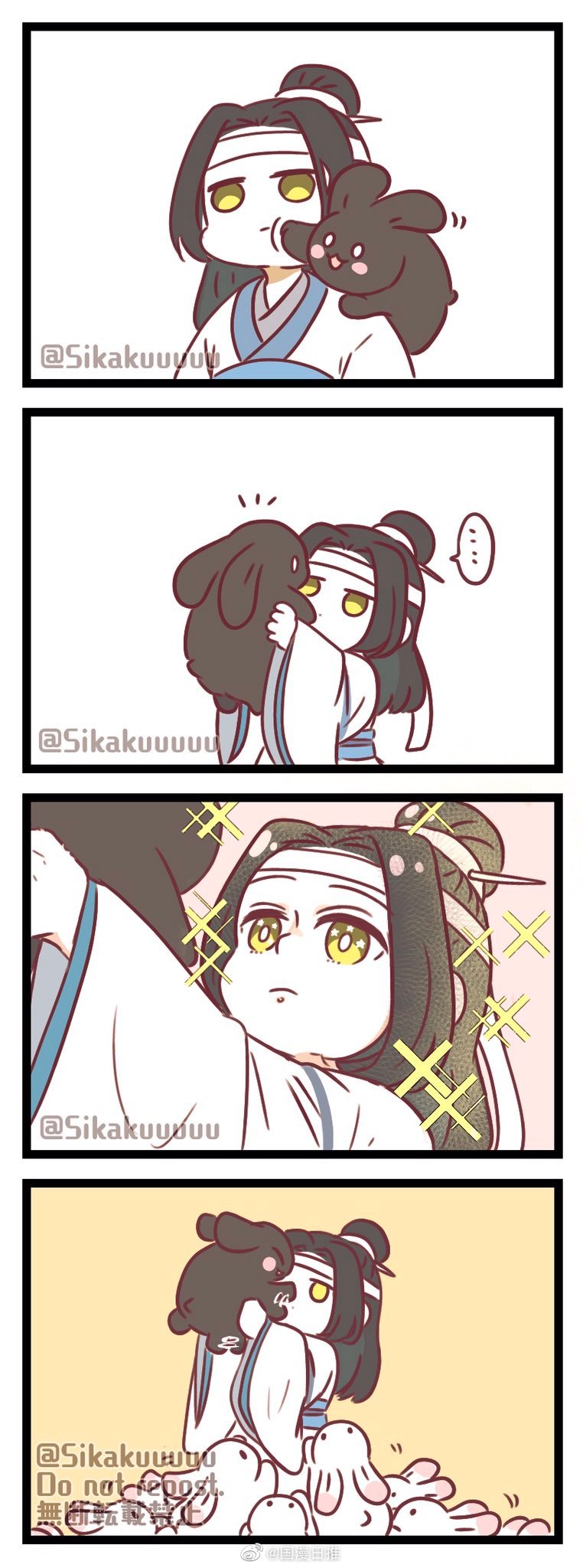 魔道祖师 汪叽这么喜欢这只小黑兔，这是羡羡变的吧x:sikakuuuuu 