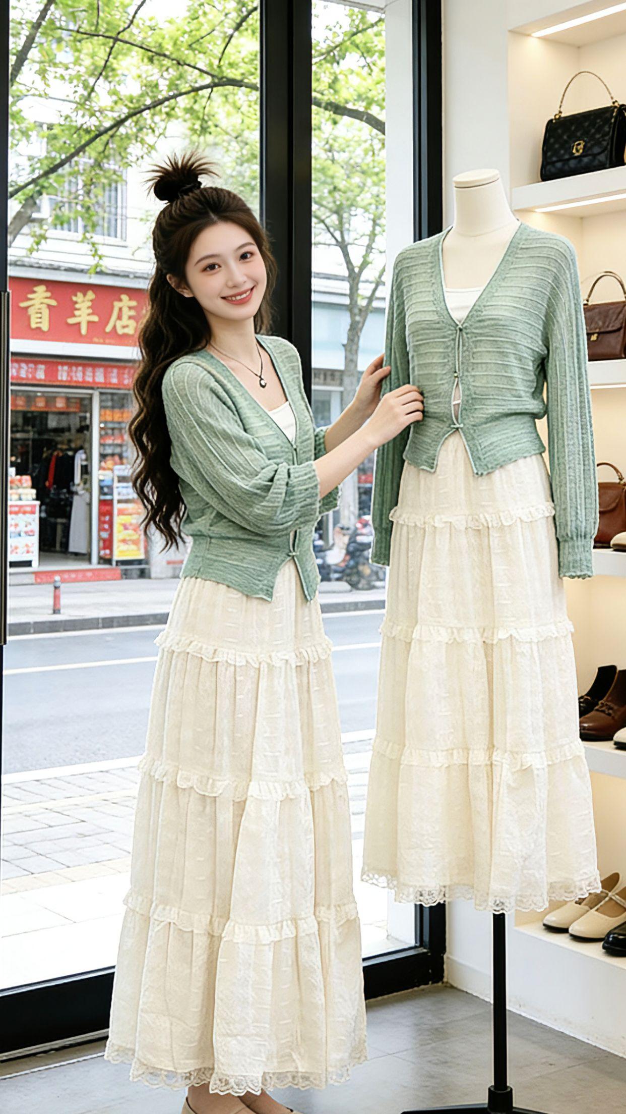 春日出门的松弛感，被这套薄荷蓝套装狠狠拿捏了。Danny上身的温柔风两件套，透气