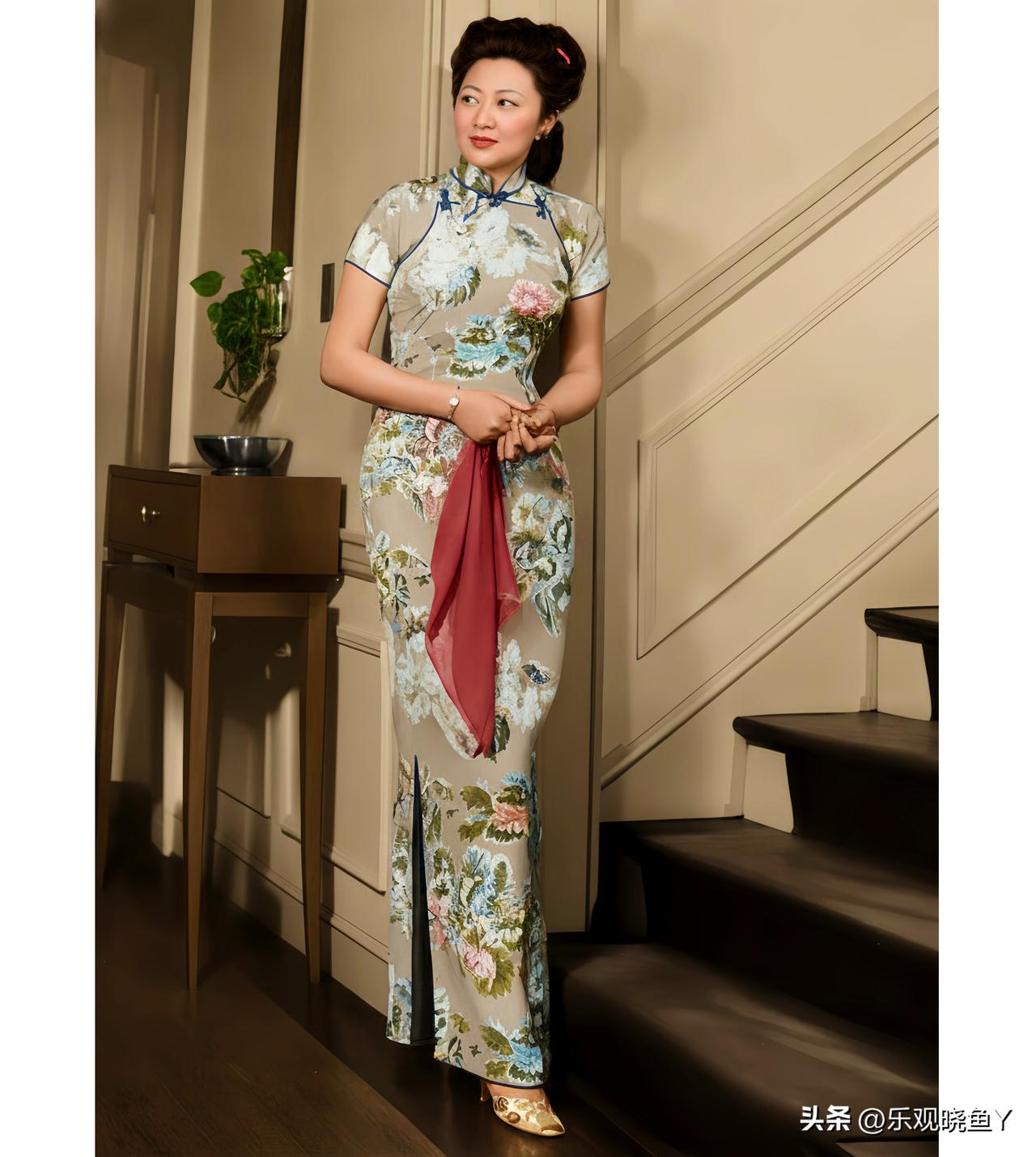 宋子文的夫人张乐怡年轻时有多美，看看1942年她身着旗袍在美国纽约寓所内的这张老
