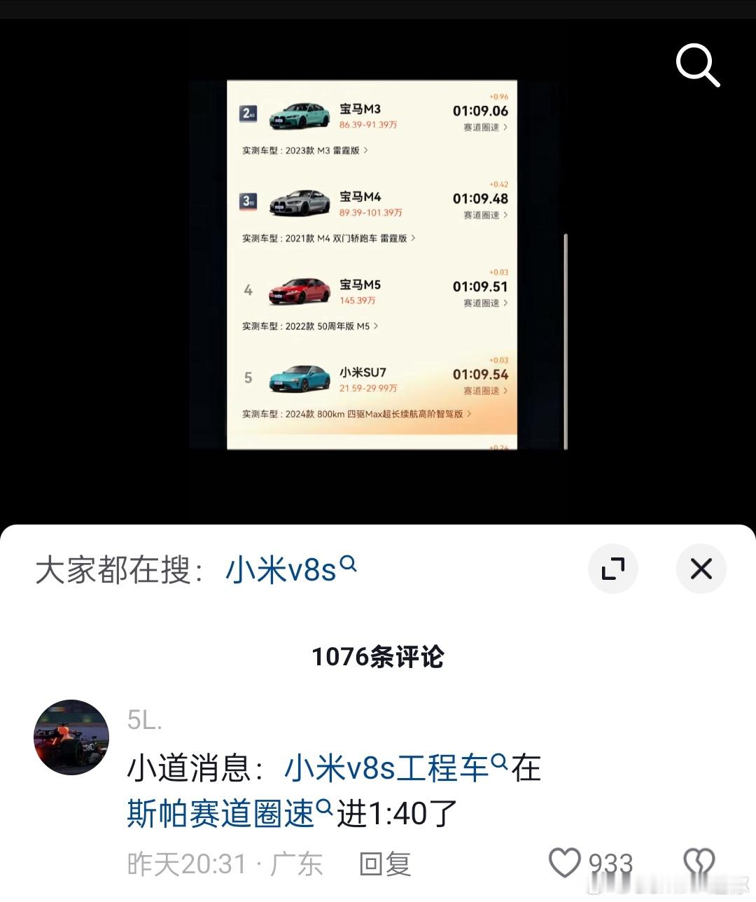 小米SU7工程车斯帕赛道圈速进1:40？？？薄纱F1？？？没忍住笑出声来了[笑c