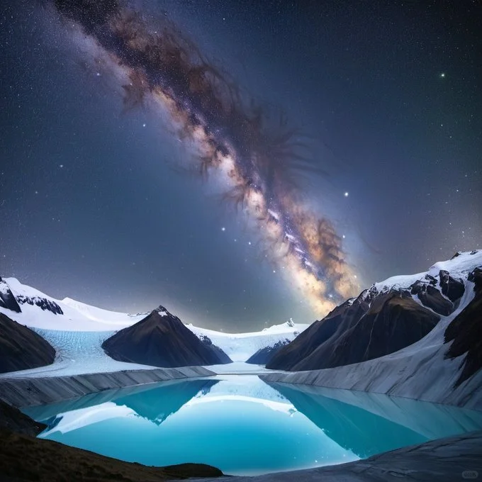 新西兰冰川湖上方的银河 由 Indigonm 提供