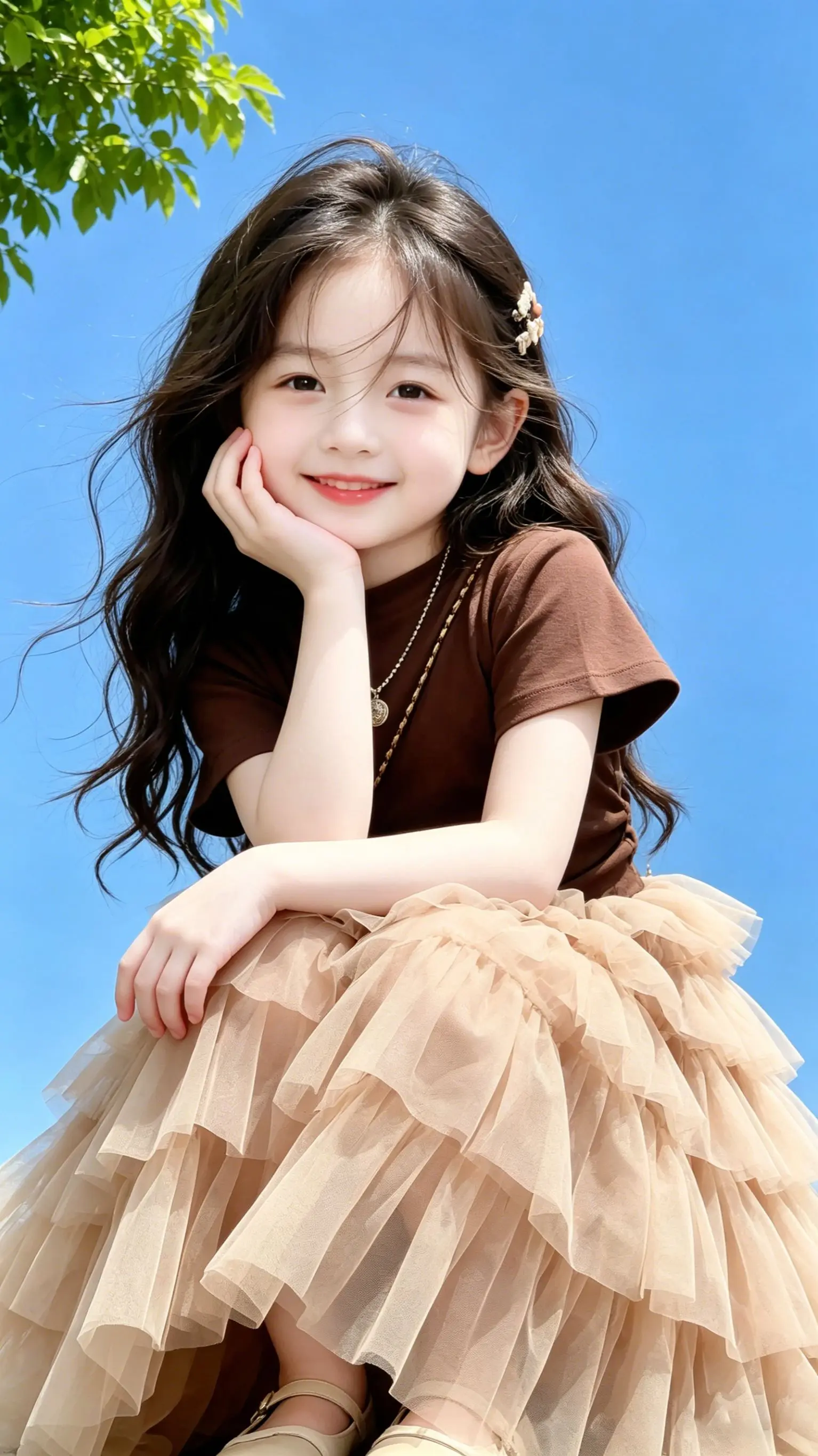 女童韩系蛋糕裙套装~谁懂啊！这套女童蛋糕裙套装，温柔到心巴上了，春游必...