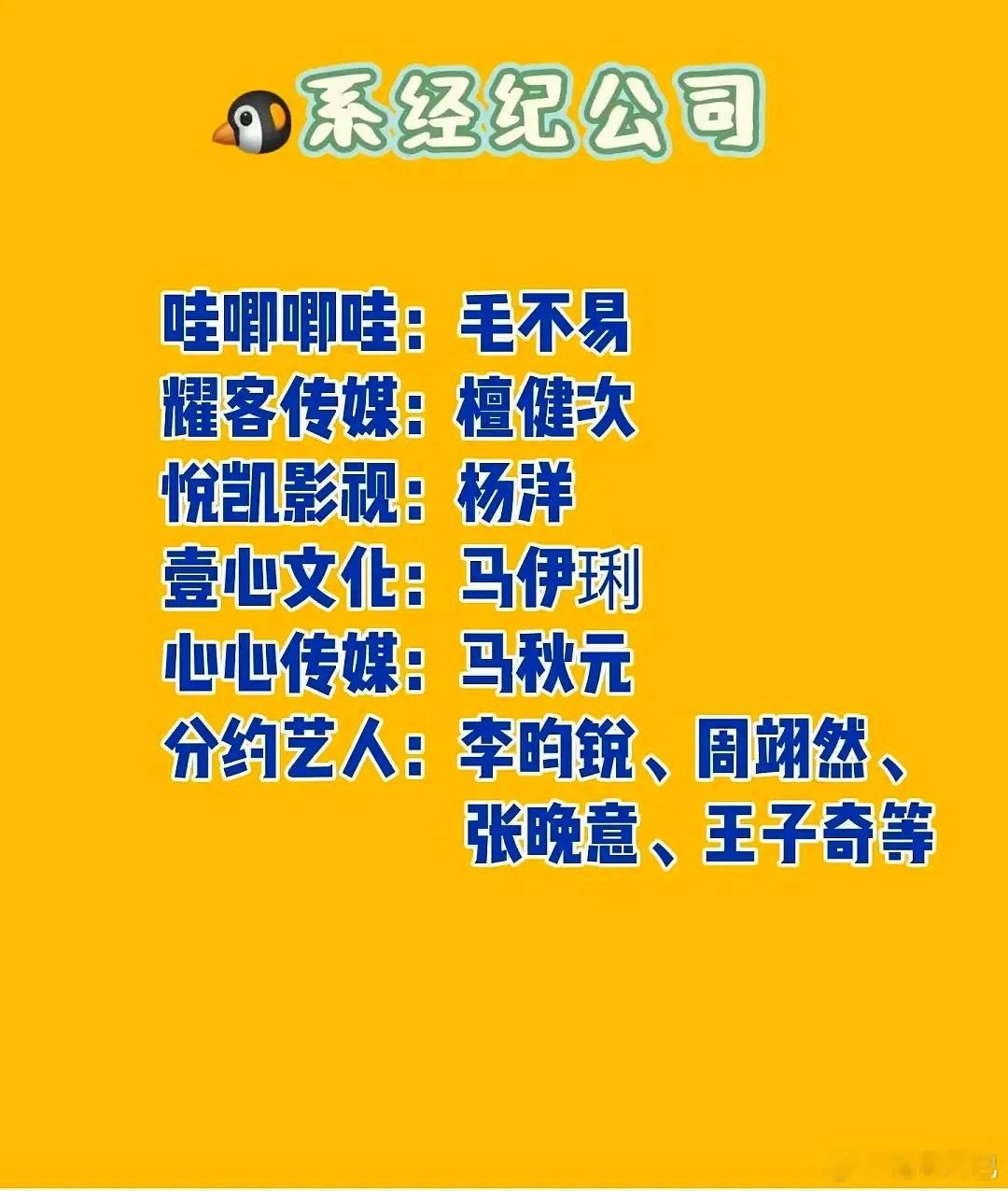 🐧系/🥝系/👖系常用艺人 ​​​