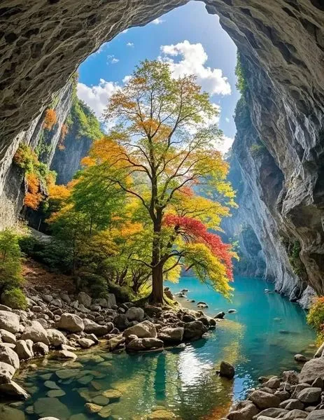 美图欣赏——秋风落叶之山洞奇景