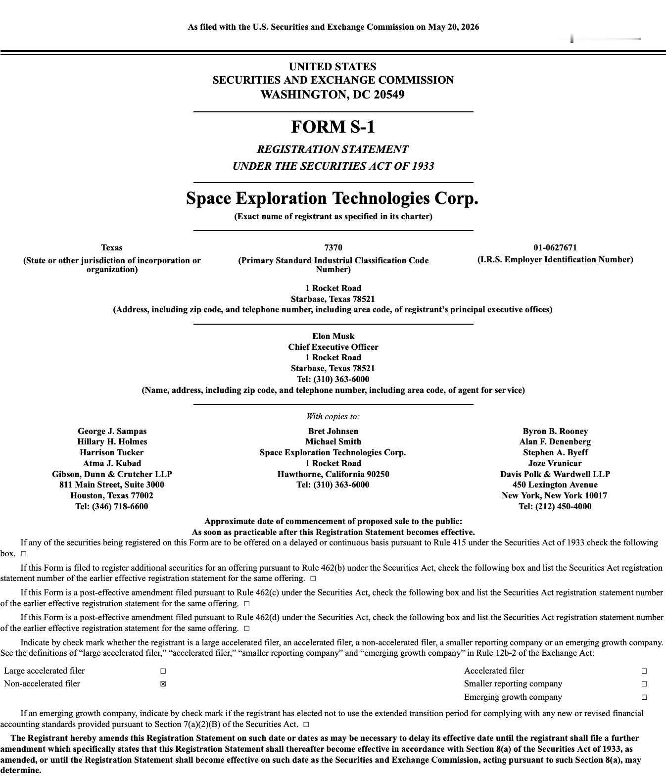 SpaceX 的 IPO 招股说明书（S-1 文件）现已正式公开！详见：网页链接