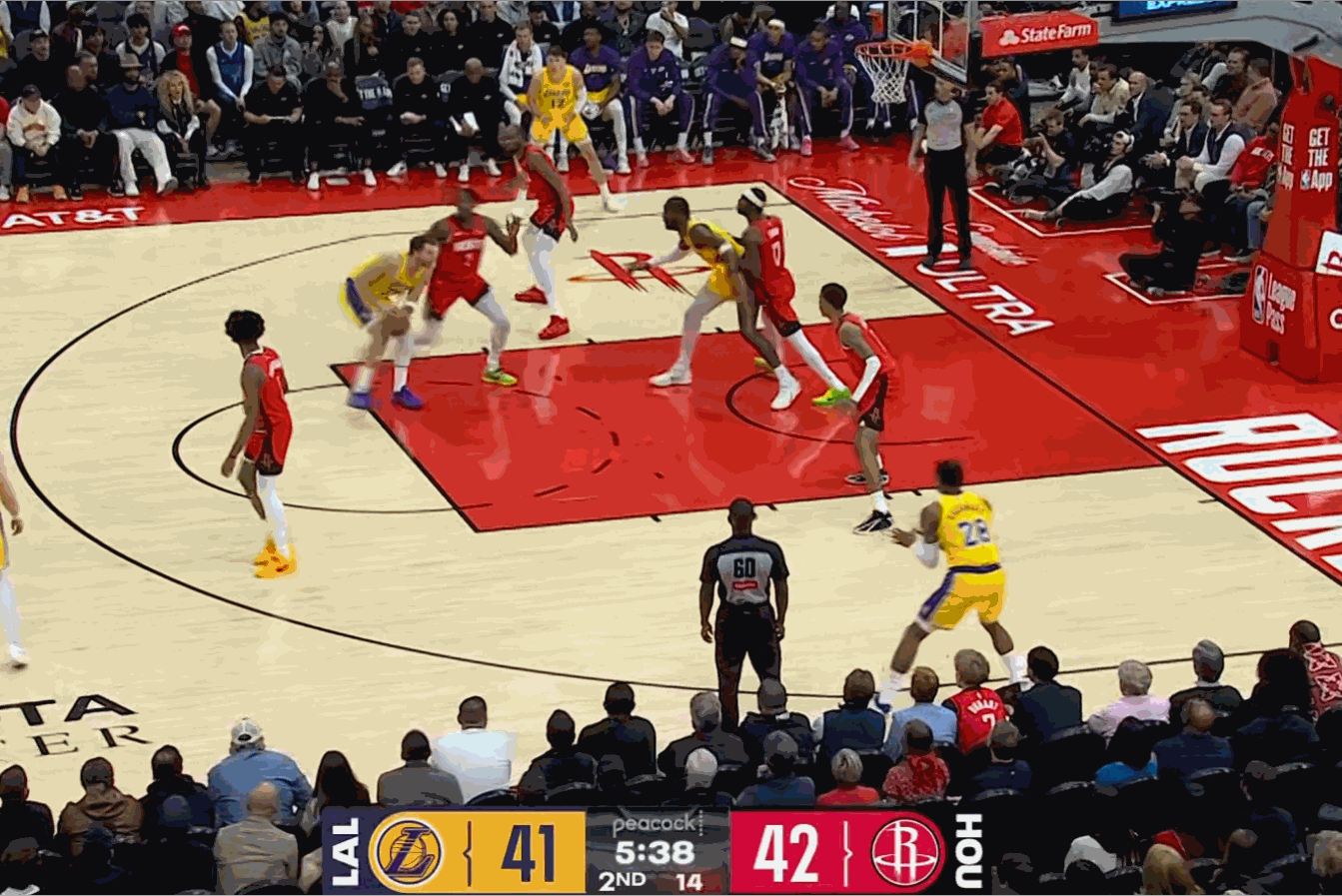 东契奇今天状态真不错，连续得分，已经20分了！湖人vs火箭