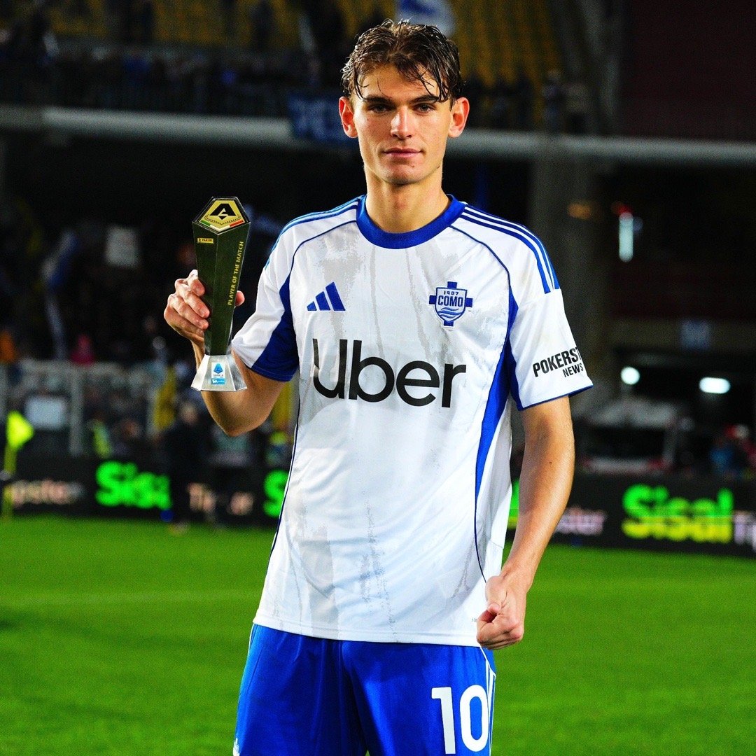 🔥一球一助，尼科·帕兹再次荣膺全场最佳球员🔝莱切0比3科莫尼科帕斯阿根廷球员