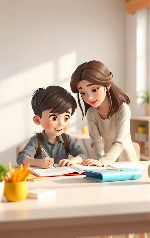 前一秒母慈子孝，一写作业鸡飞狗跳。
一道题讲八遍还懵着，字写得歪歪扭扭，
一会儿