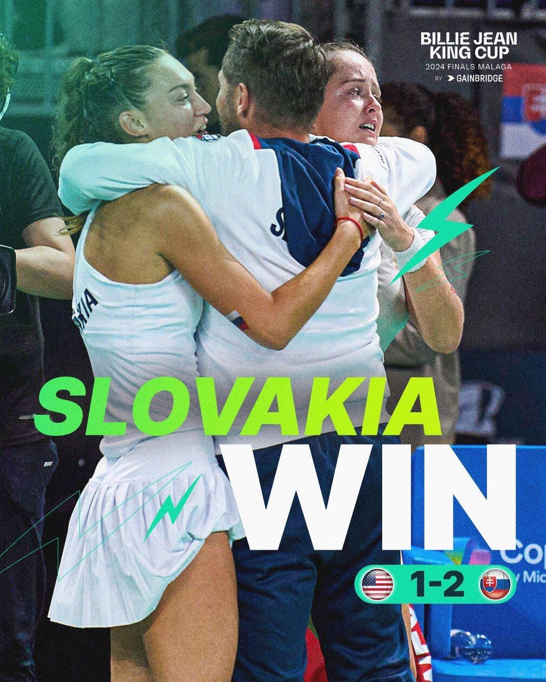 🇸🇰斯洛伐克2:1美国🇺🇸 比利·简·金杯  决赛圈第一轮，斯洛伐克对阵