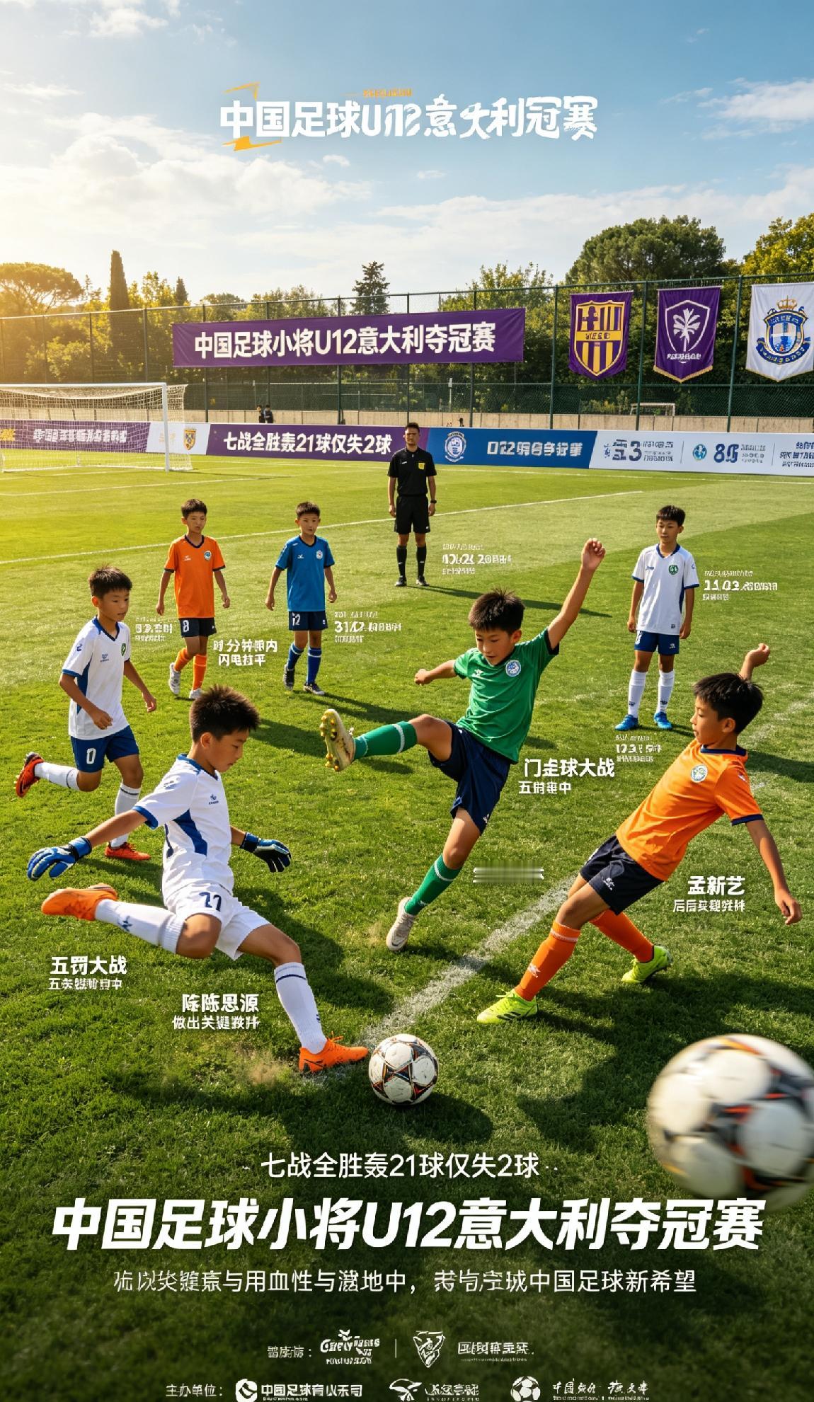 ⚽中国足球小将U12意大利夺冠赛亮点拉满！七战全胜轰21球仅失2球，成赛事首支登