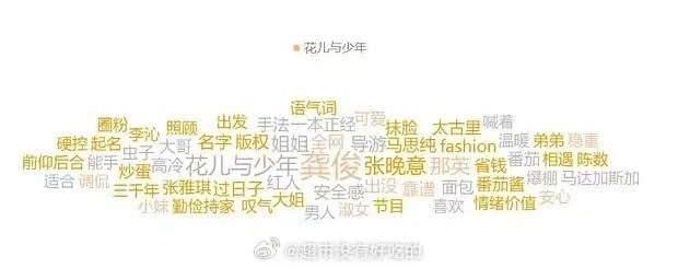 花儿与少年关键词云龚俊花儿与少年关键词云提及量最多龚俊花儿与少年关键词云提及量最