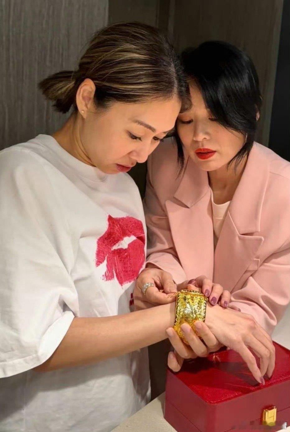 胡杏儿送胡定欣一对纯金龙凤镯10月30日，胡定欣晒好姐妹胡杏儿为其购入的一对黄金