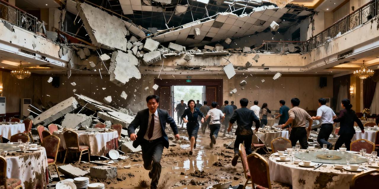 “倒大霉！”68 桌婚宴还没开席，酒店门厅突然整体坍塌！ 四川广安，一对夫妻结婚