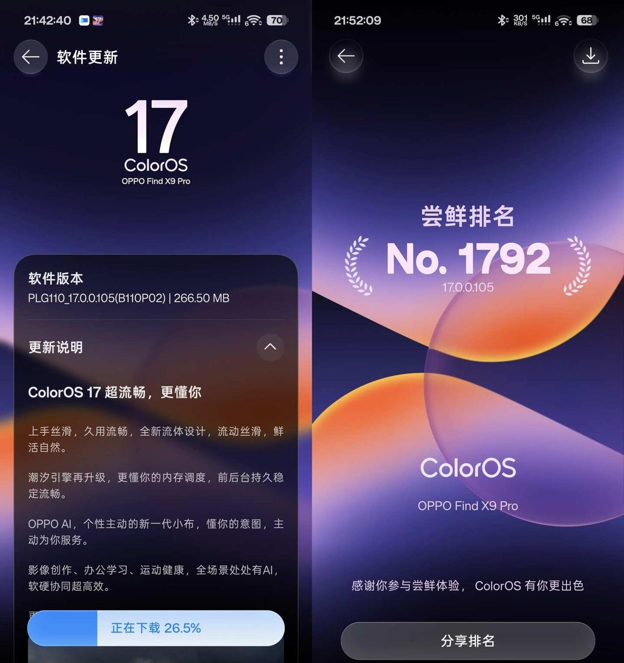 我只能说，OPPO牛逼！
昨天晚上我点了一下尝鲜申请，结果居然有一个200多兆的