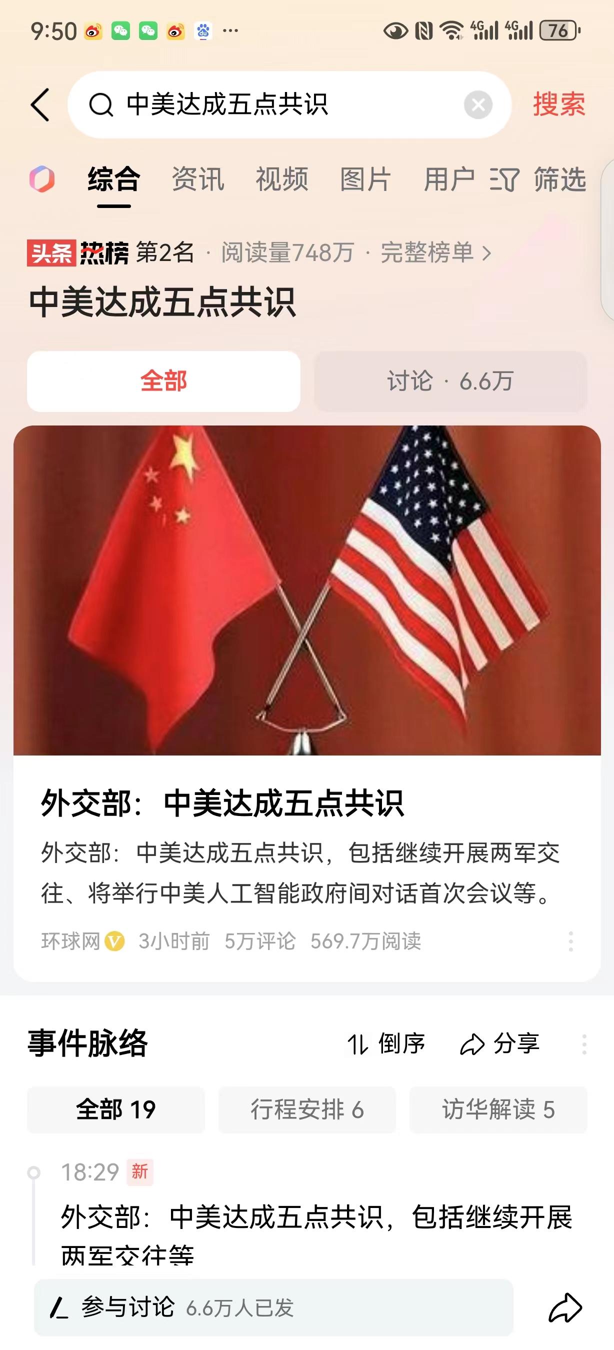 #中美达成五点共识#王毅与布林肯举行会谈，达成了五点共识，说明会谈还是取得了一定