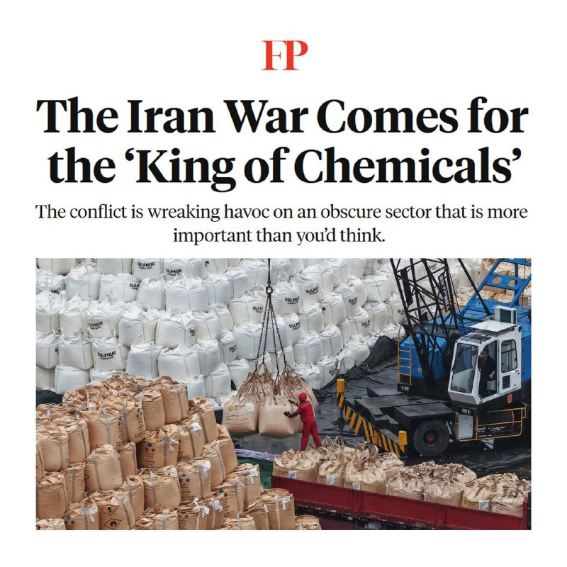 外交政策：伊朗战争造成的破坏远不止石油 - 硫磺也将步其后尘全球一半的硫磺贸易都