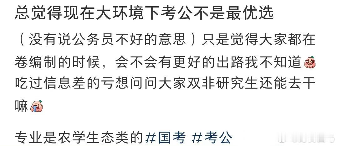 总觉得在这个大环境下考公不是最优选