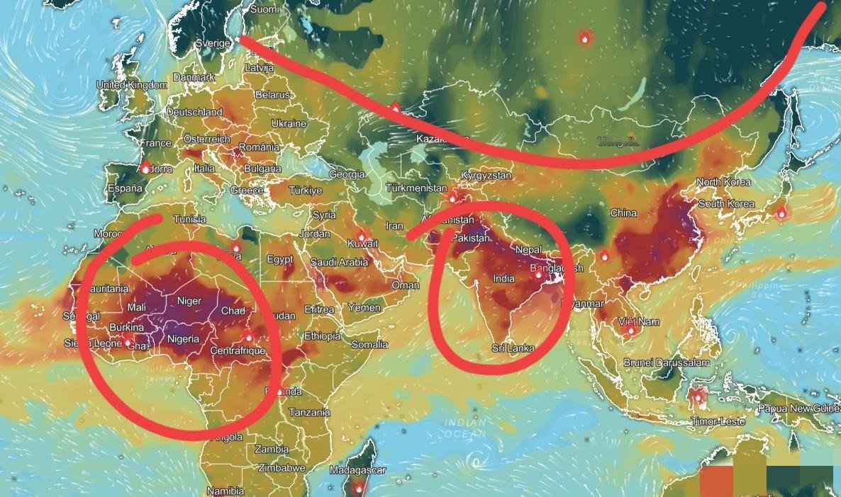 北美真的天选之地啊[笑哭]
非洲的污染最严重吗？