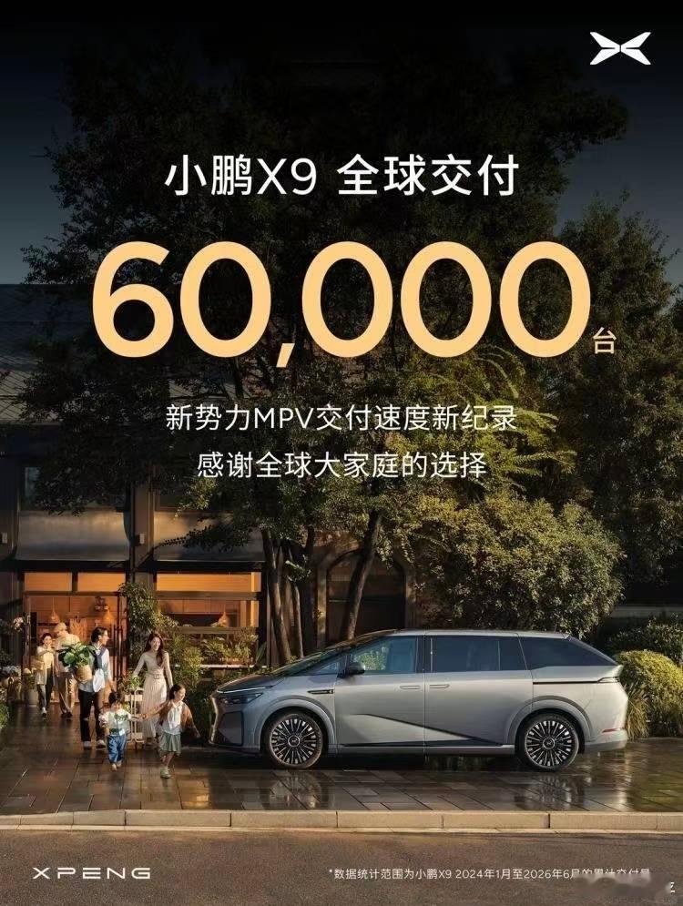 不知不觉小鹏X9交付都过6万了新能源汽车﻿